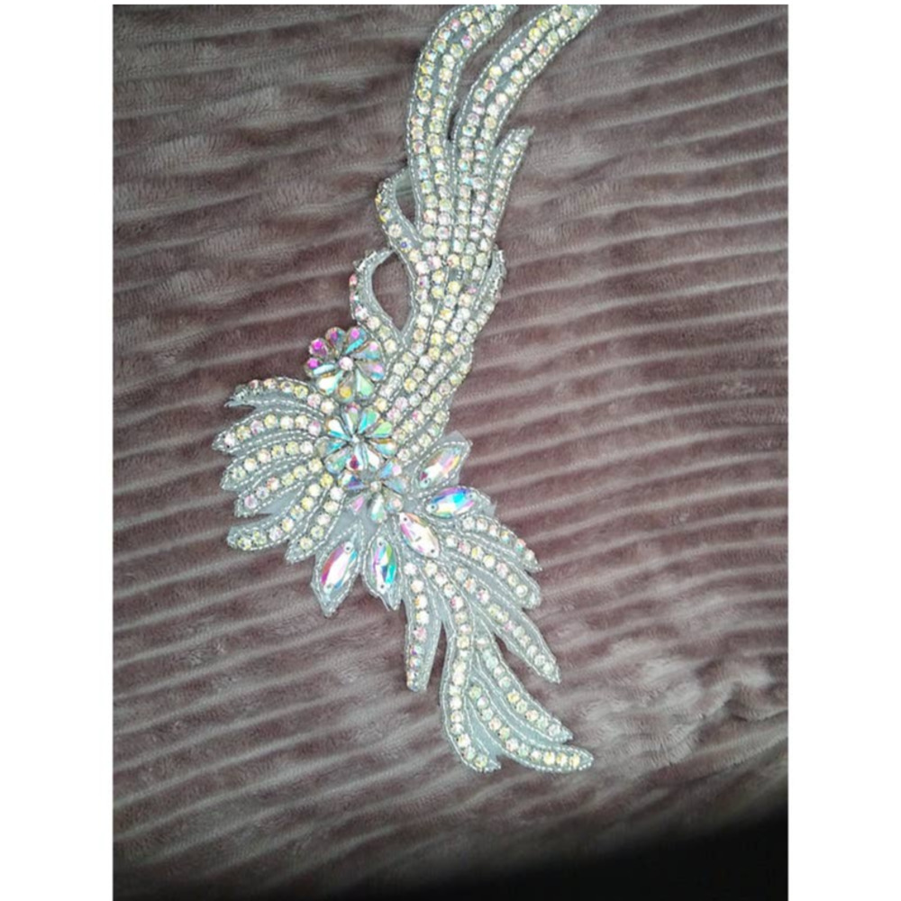 Queen Dream silver applique crystal appliques clear rhinestone applique